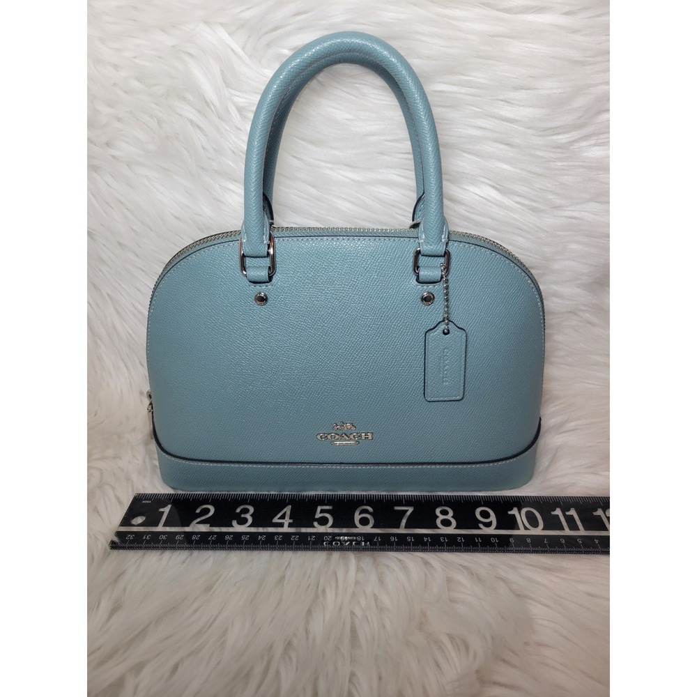 Coach Mini Sierra Satchel Leather Bag Teal/Marine Green Handbag Purse - Picture 3 of 11